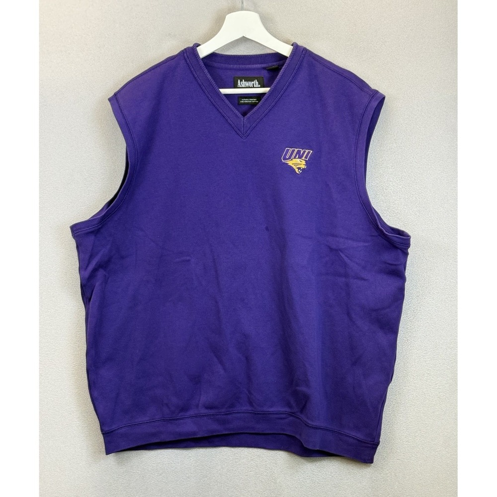 Ashworth Iowa Panthers Men's 2XL V-Neck Sleeveless Purple Pullover Sweater‎ Vest